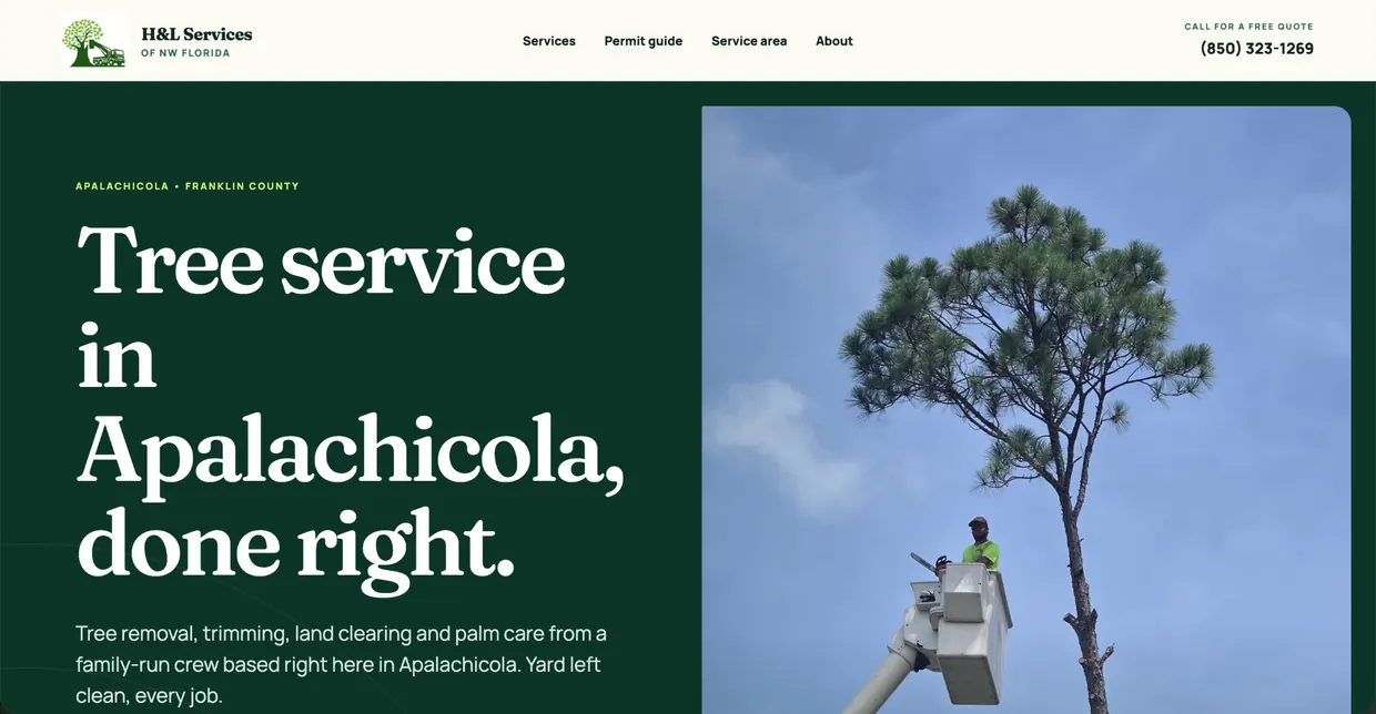 The H&L Services site, opening by asking the visitor what they are looking at rather than listing services